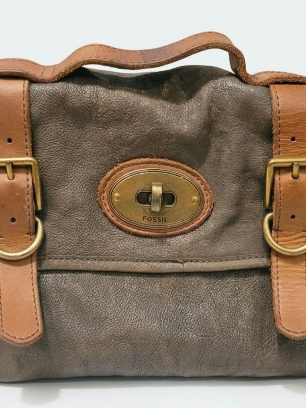 Fossil Distressed Leather Brown  Messenger Bag